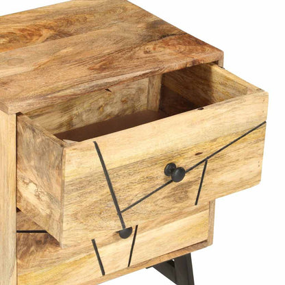 Comodino 40x30x50 cm in Legno Massello di Mango