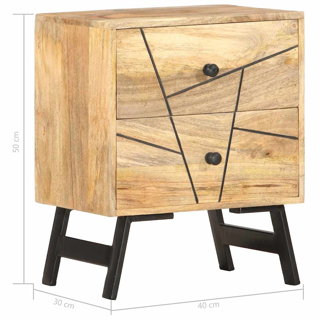 Comodino 40x30x50 cm in Legno Massello di Mango