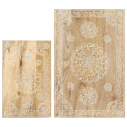 Set Tavolini da Salotto 2 pz in Legno Massello di Mango | homemem39