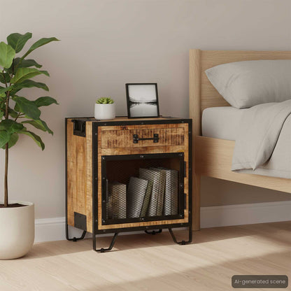 Comodino 43x30x51 in Legno Massello di Mango Grezzo