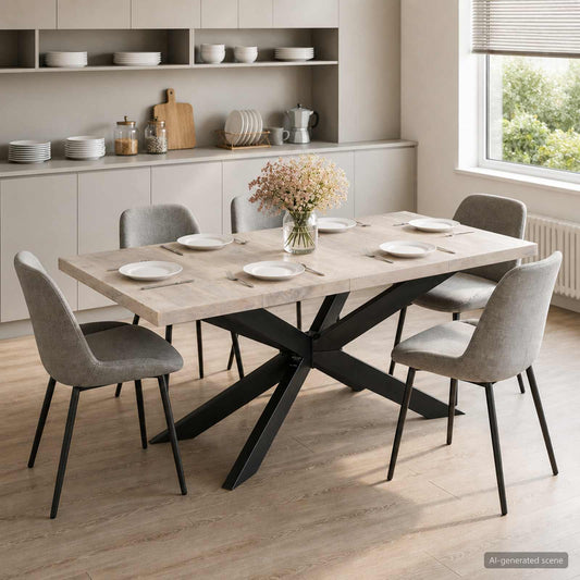 Tavolo da Pranzo 180x90x76 cm in Massello di Mango Sbiancato