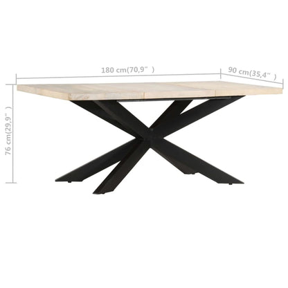 Tavolo da Pranzo 180x90x76 cm in Massello di Mango Sbiancato | homemem39