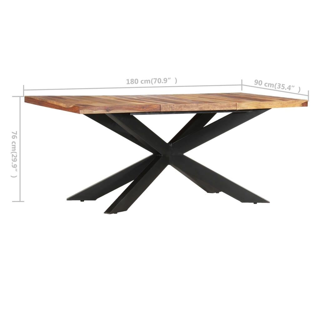 vidaXL Tavolo da Pranzo 180x90x76 cm in Legno Massello di Sheesham