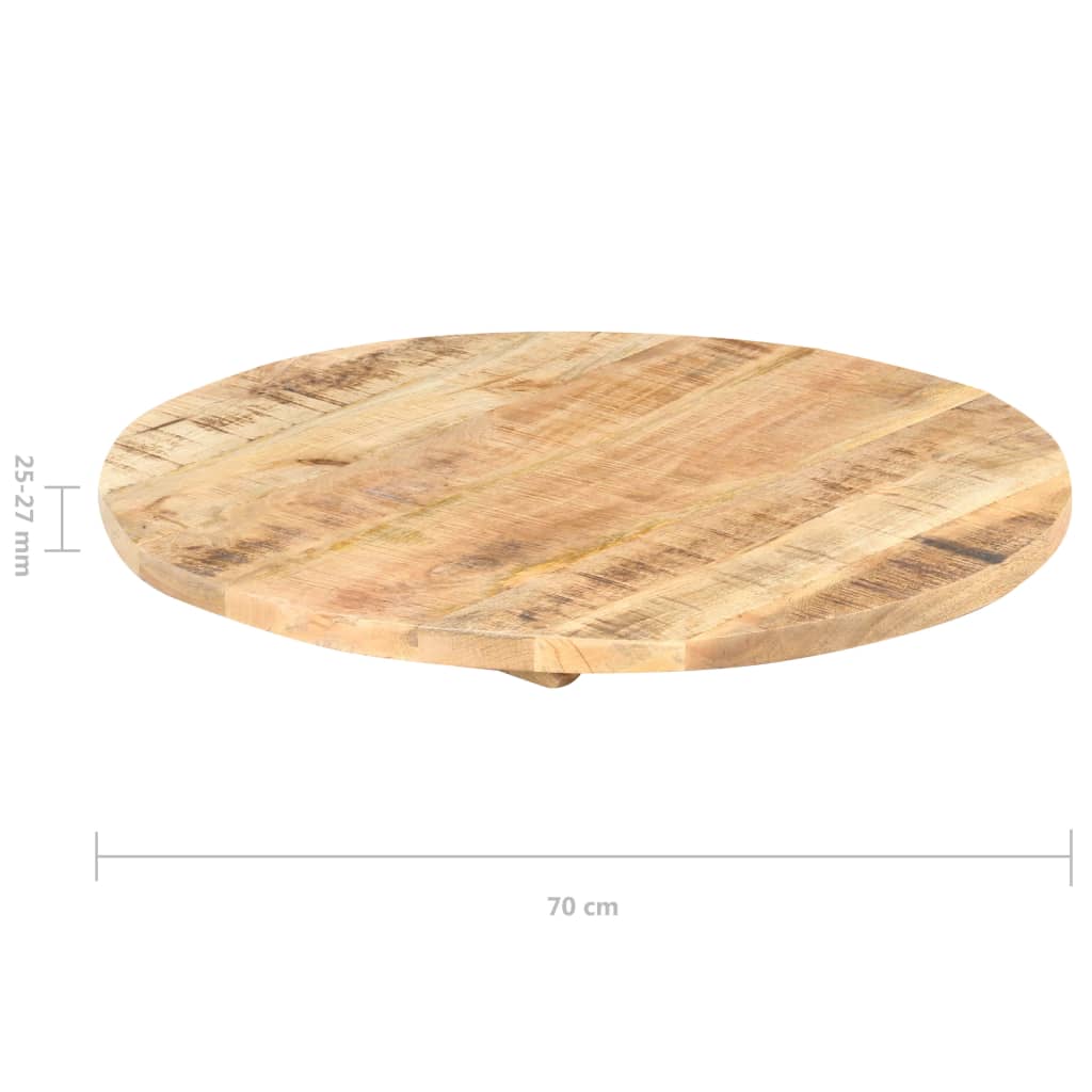 Piano Tavolo in Legno Massello di Mango Rotondo 25-27 mm 70 cm