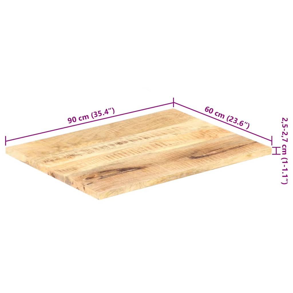 Piano Tavolo in Legno Massello di Mango 25-27 mm 90x60 cm