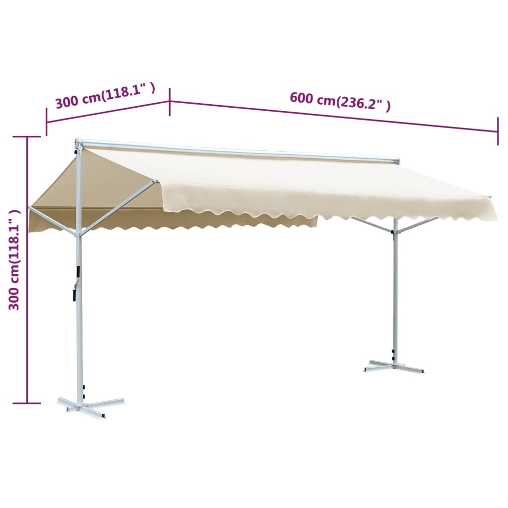 Tenda Parasole con Piedistallo 600x300 cm Crema | homemem39