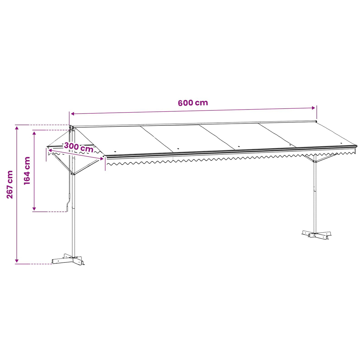 Tenda Parasole con Piedistallo 600x300 cm Antracite