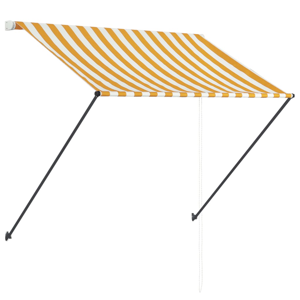 Tenda da Sole Retrattile con LED 150x150 cm Giallo e Bianco