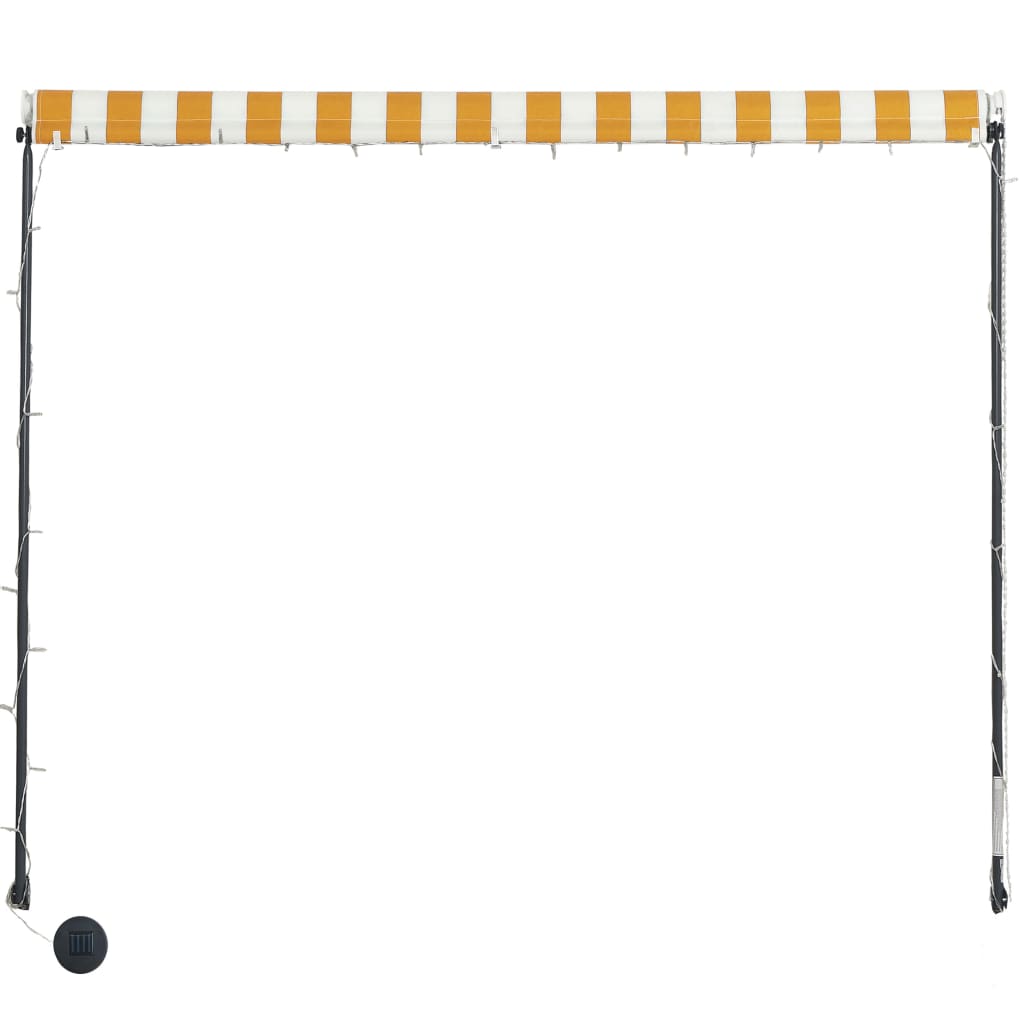 Tenda da Sole Retrattile con LED 150x150 cm Giallo e Bianco