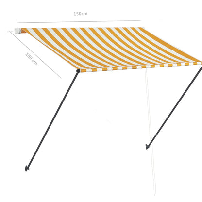 Tenda da Sole Retrattile con LED 150x150 cm Giallo e Bianco