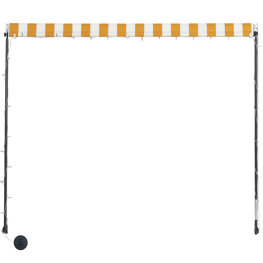 Tenda da Sole Retrattile con LED 250x150 cm Giallo e Bianco