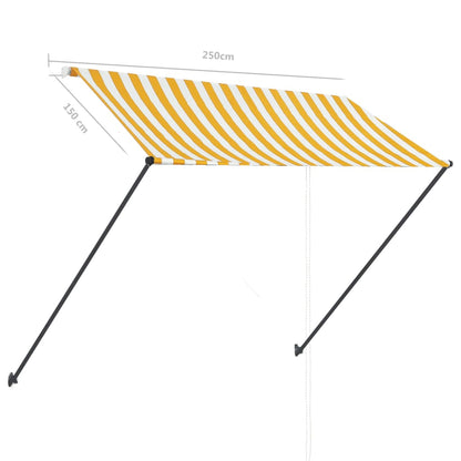 Tenda da Sole Retrattile con LED 250x150 cm Giallo e Bianco