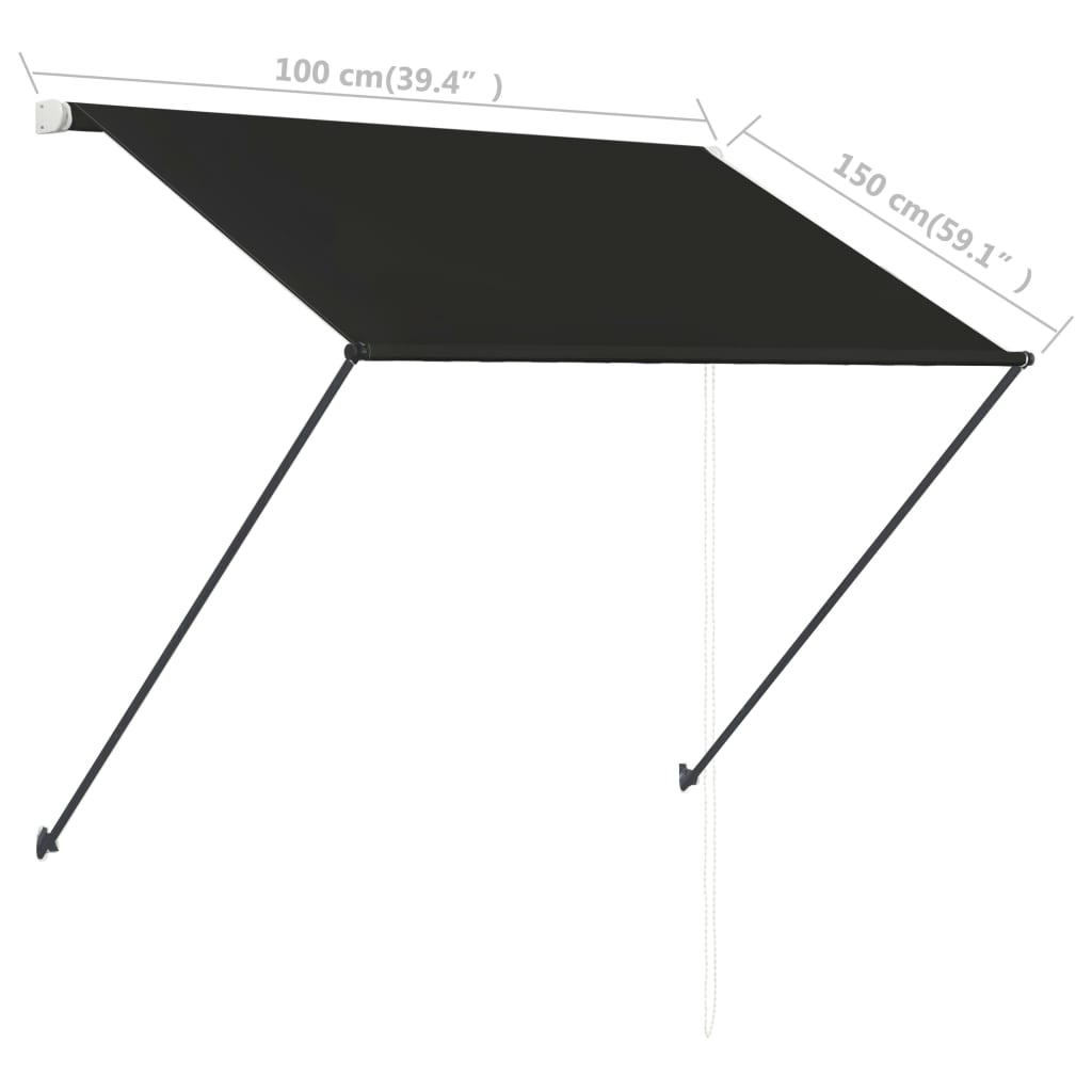 Tenda da Sole Retrattile con LED 100x150 cm Antracite | homemem39