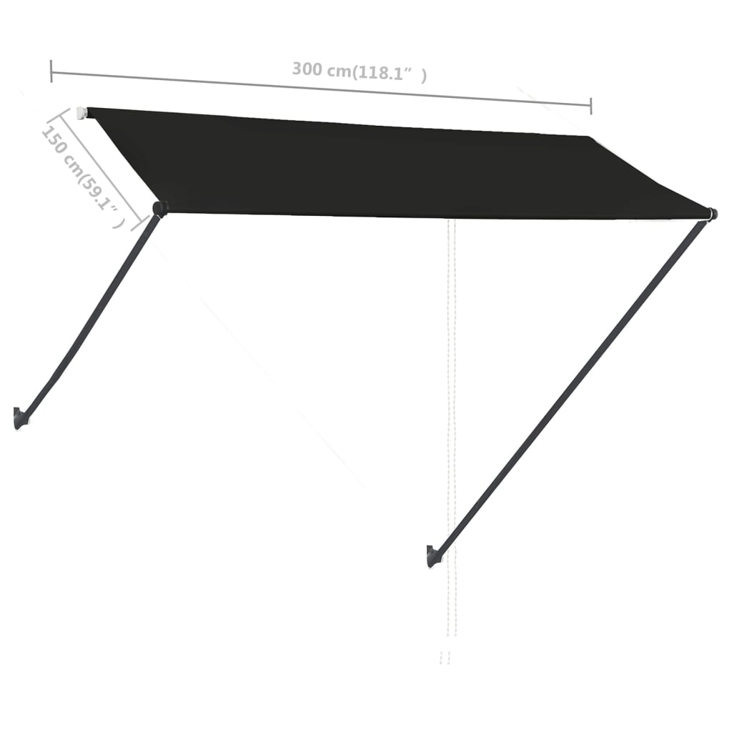 Tenda da Sole Retrattile con LED 300x150 cm Antracite