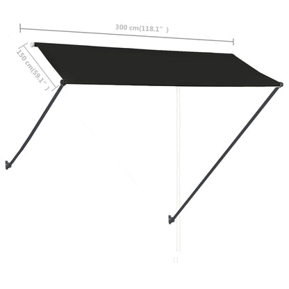 Tenda da Sole Retrattile con LED 300x150 cm Antracite