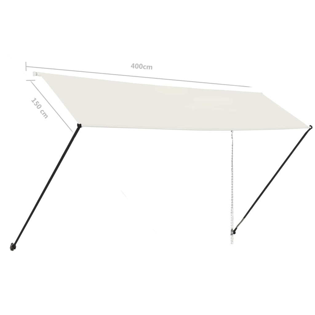 Tenda da Sole Retrattile con LED 400x150 cm Crema