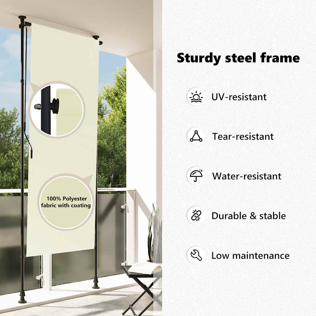 Tenda a Rullo per Esterni 100x270 cm Crema - homemem39