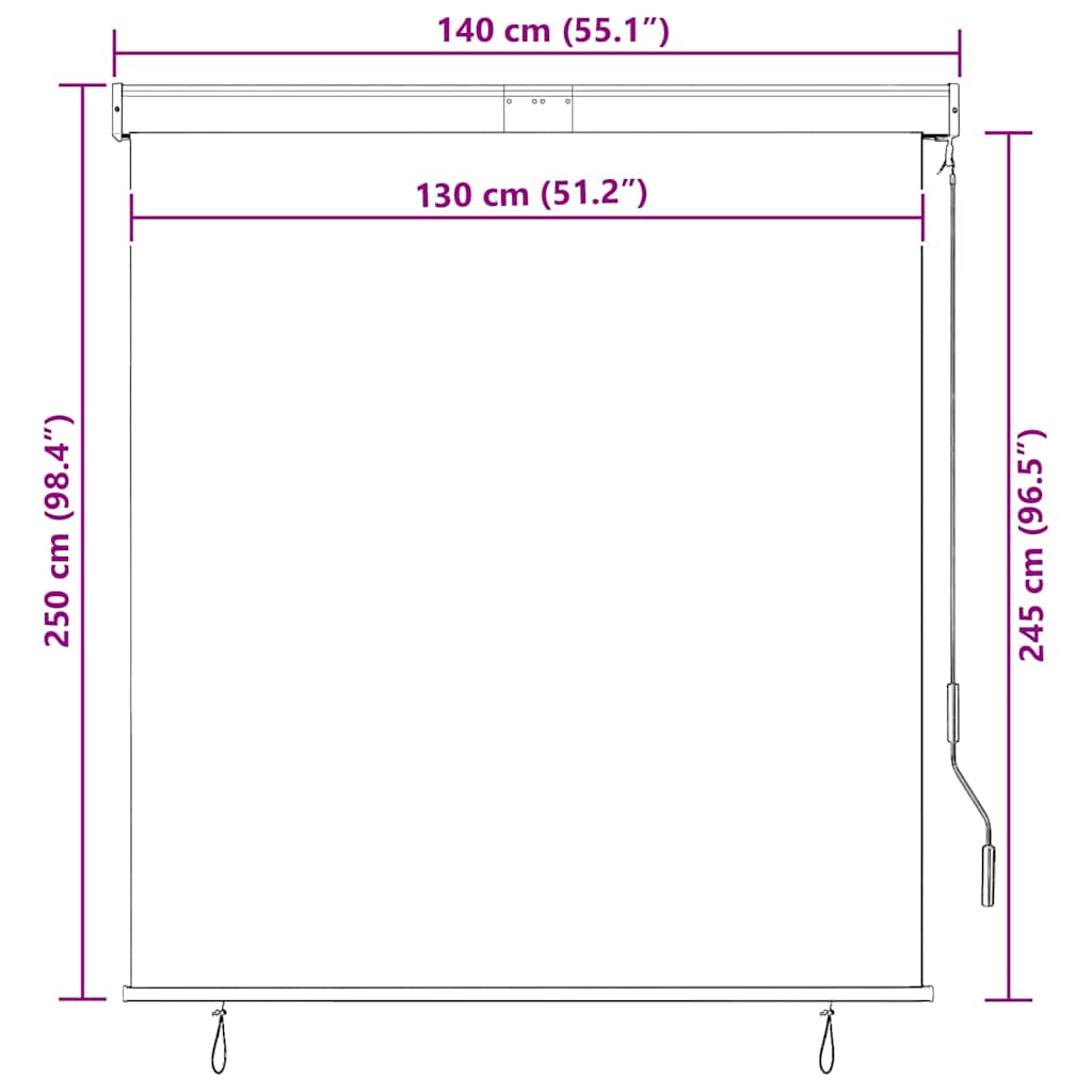 Tenda a Rullo per Esterni 140x250 cm Giallo e Blu