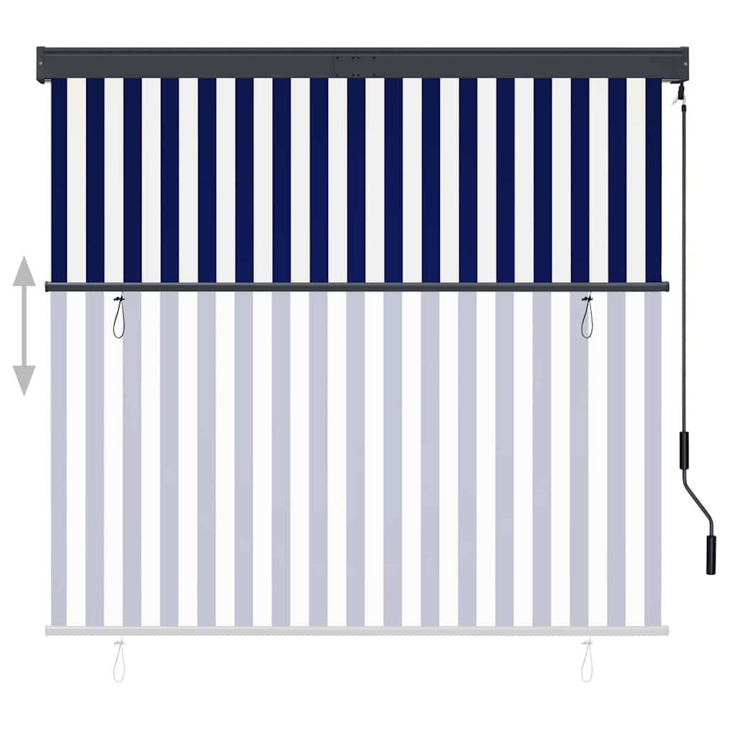 Tenda a Rullo per Esterni 160x250 cm Blu e Bianca