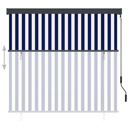 Tenda a Rullo per Esterni 160x250 cm Blu e Bianca