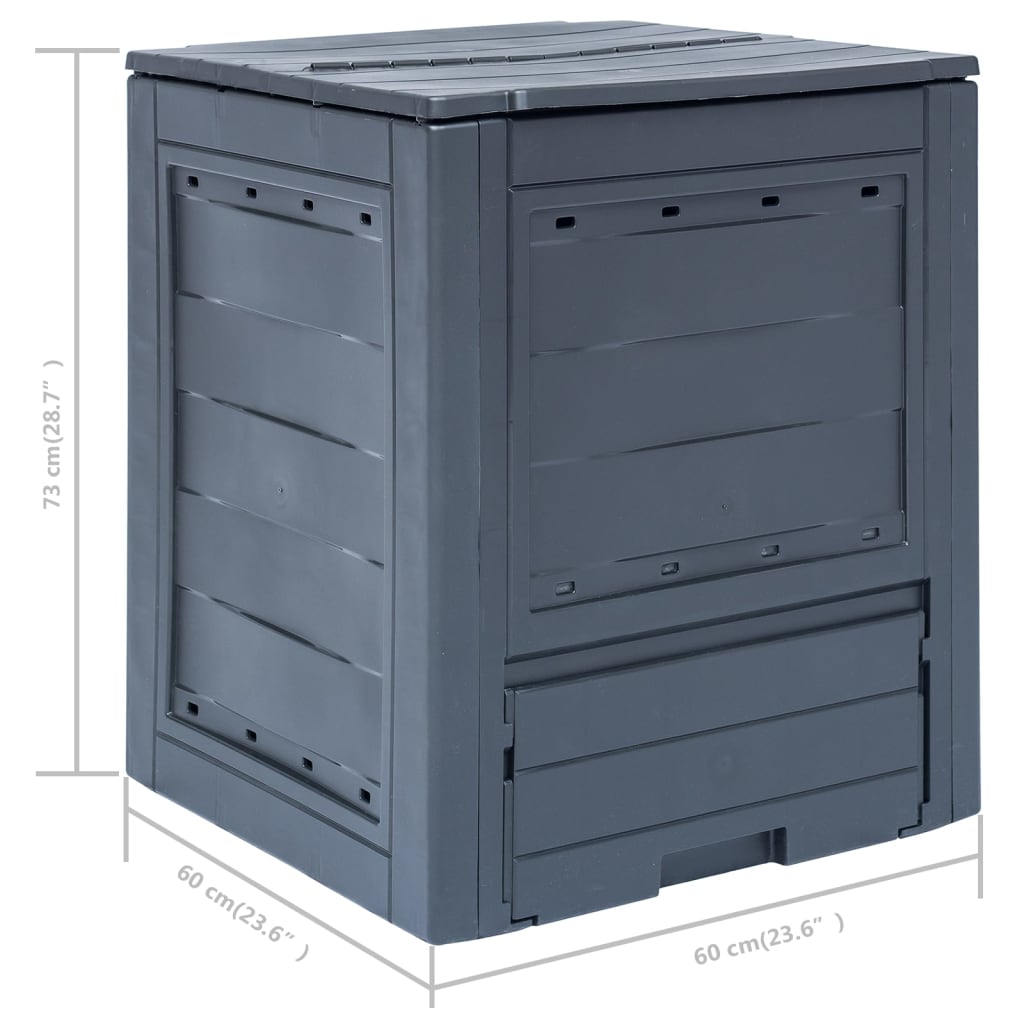 Compostiere per Giardino 2 pz Grigio 60x60x73 cm 520 L | homemem39