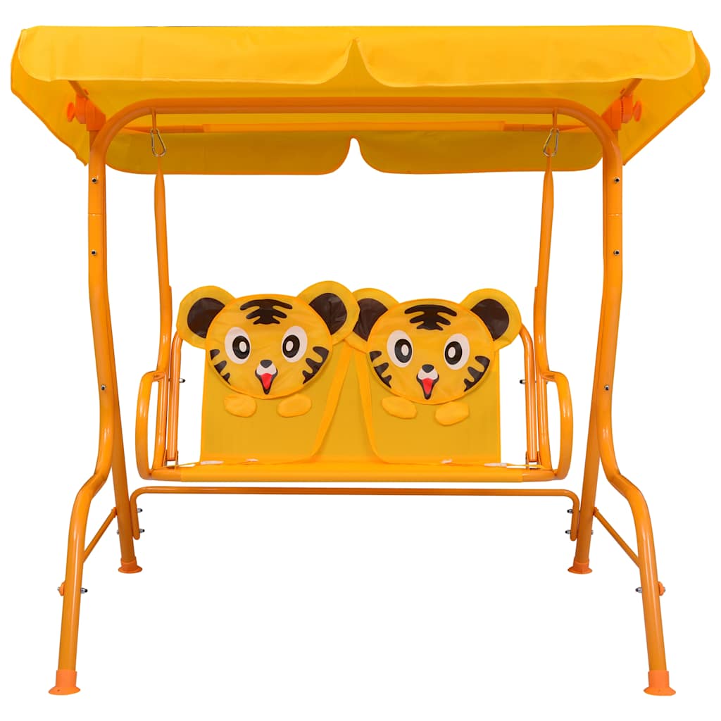 Dondolo a Panchina per Bambini Giallo 115x75x110 cm in Tessuto