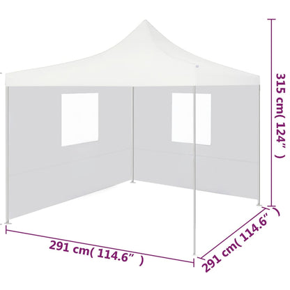 Gazebo Professionale Pieghevole 2 Pareti 3x3 m Acciaio Bianco - homemem39