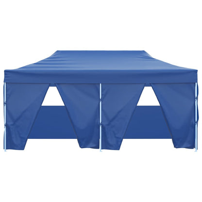 Gazebo Pieghevole con 4 Pareti 3x6m Acciaio Blu