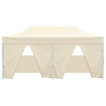 Gazebo Professionale Pieghevole con 4 Pareti 3x6m Acciaio Crema