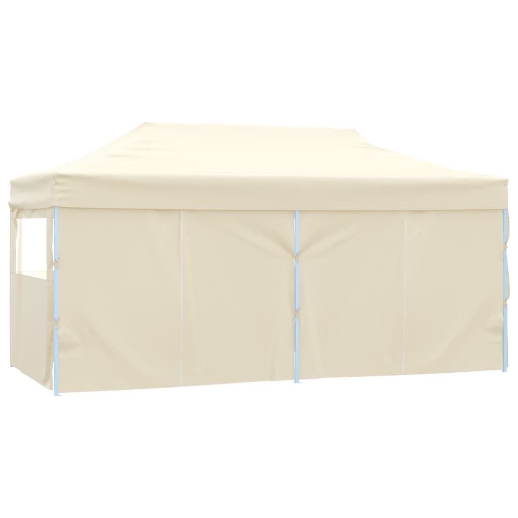 Gazebo Professionale Pieghevole con 4 Pareti 3x6m Acciaio Crema