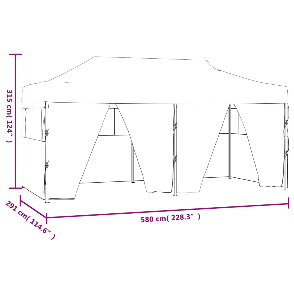 Gazebo Pieghevole con 4 Pareti 3x6m Acciaio Antracite