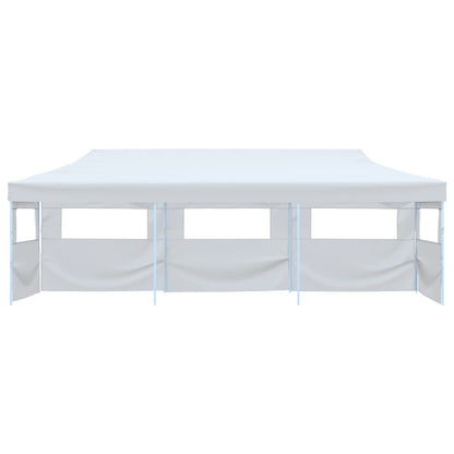 Tenda Pieghevole Pop-Up con 5 Pareti Laterali 3x9 m Bianca - homemem39