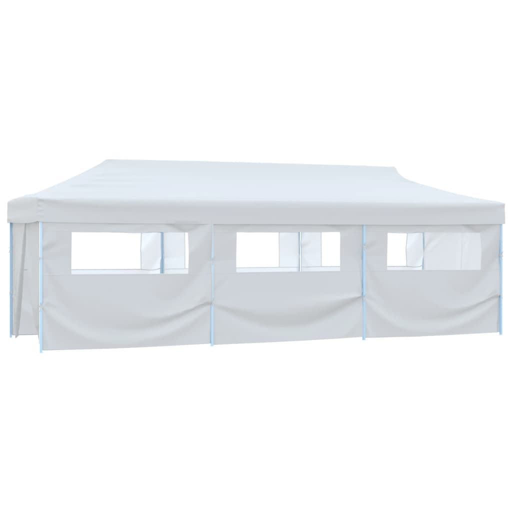 Tenda Pieghevole Pop-Up con 8 Pareti Laterali 3x9 m Bianca - homemem39