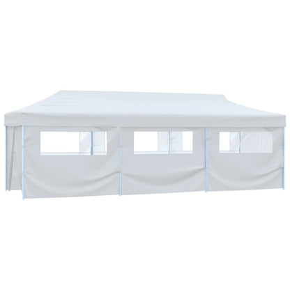 Tenda Pieghevole Pop-Up con 8 Pareti Laterali 3x9 m Bianca - homemem39