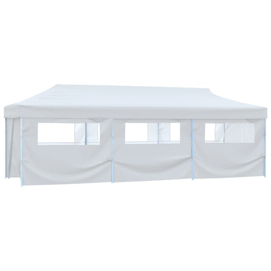 Tenda Pieghevole Pop-Up con 8 Pareti Laterali 3x9 m Bianca - homemem39