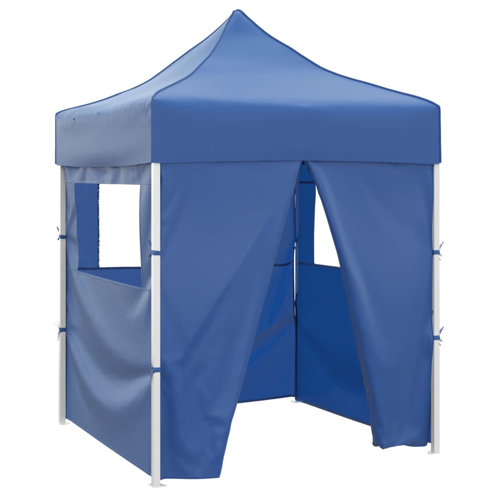 Gazebo Pieghevole Professionale 4 Pareti 2x2m Acciaio Blu | homemem39