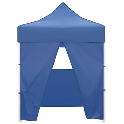 Gazebo Pieghevole Professionale 4 Pareti 2x2m Acciaio Blu - homemem39