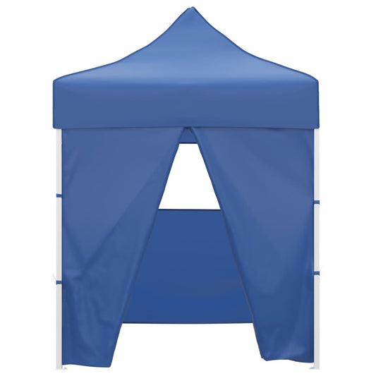Gazebo Pieghevole Professionale 4 Pareti 2x2m Acciaio Blu - homemem39