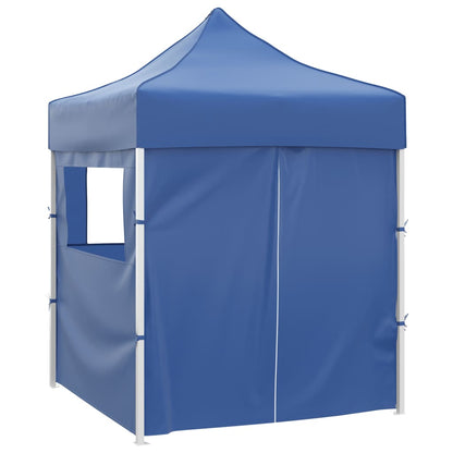 Gazebo Pieghevole Professionale 4 Pareti 2x2m Acciaio Blu - homemem39