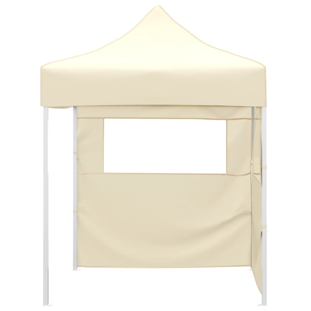 Gazebo Professionale Pieghevole con 2 Pareti 2x2m Acciaio Crema - homemem39