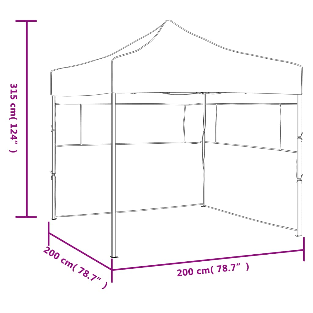 Gazebo Professionale Pieghevole con 2 Pareti 2x2m Acciaio Crema - homemem39