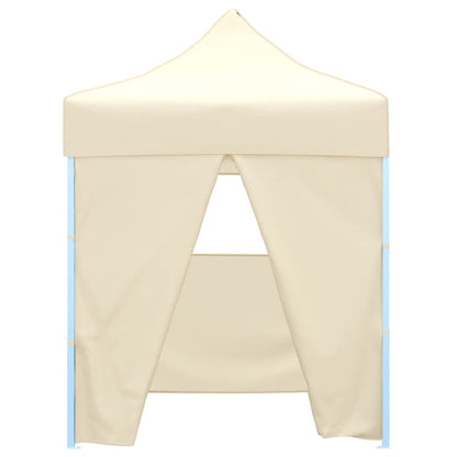 Gazebo Professionale Pieghevole con 4 Pareti 2x2m Acciaio Crema - homemem39