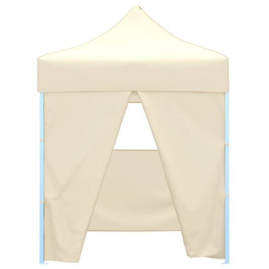 Gazebo Professionale Pieghevole con 4 Pareti 2x2m Acciaio Crema - homemem39