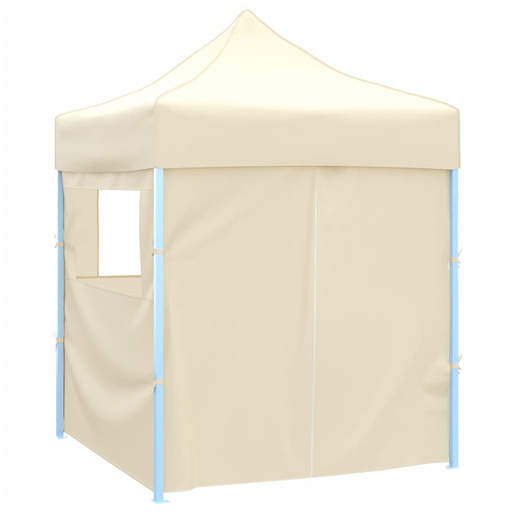 Gazebo Professionale Pieghevole con 4 Pareti 2x2m Acciaio Crema - homemem39