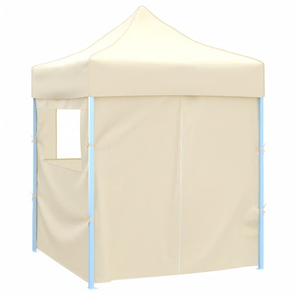 Gazebo Professionale Pieghevole con 4 Pareti 2x2m Acciaio Crema - homemem39
