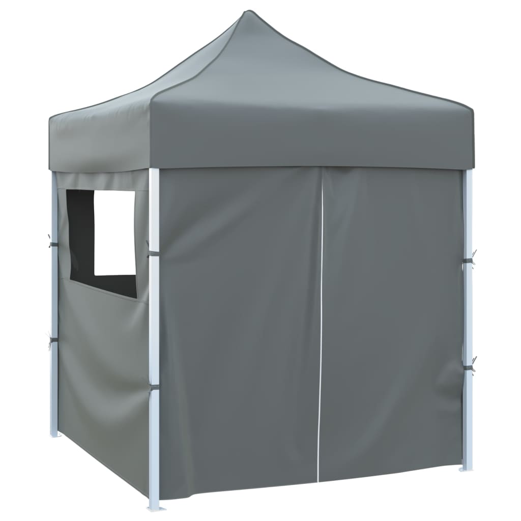 Gazebo Professionale Pieghevole 4 Pareti 2x2m Acciaio Antracite - homemem39
