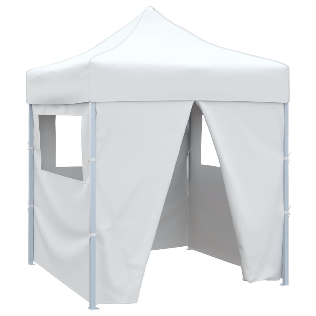 Gazebo Pieghevole Professionale 4 Pareti 2x2m Acciaio Bianco | homemem39