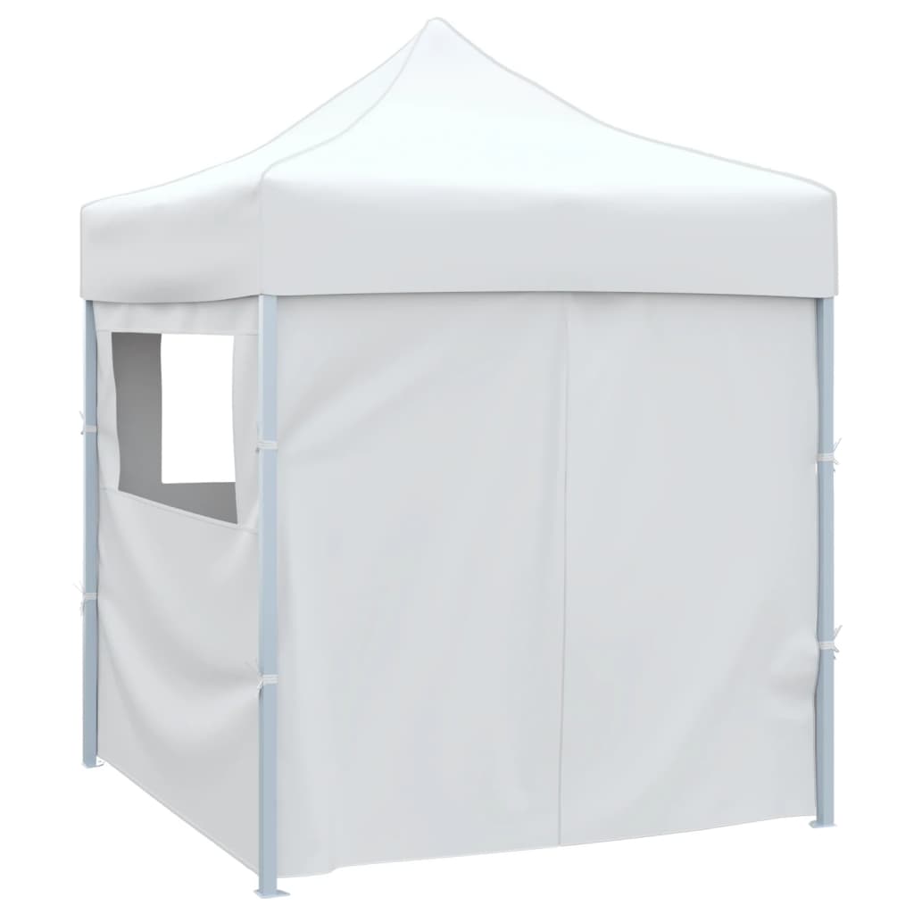 Gazebo Pieghevole Professionale 4 Pareti 2x2m Acciaio Bianco | homemem39