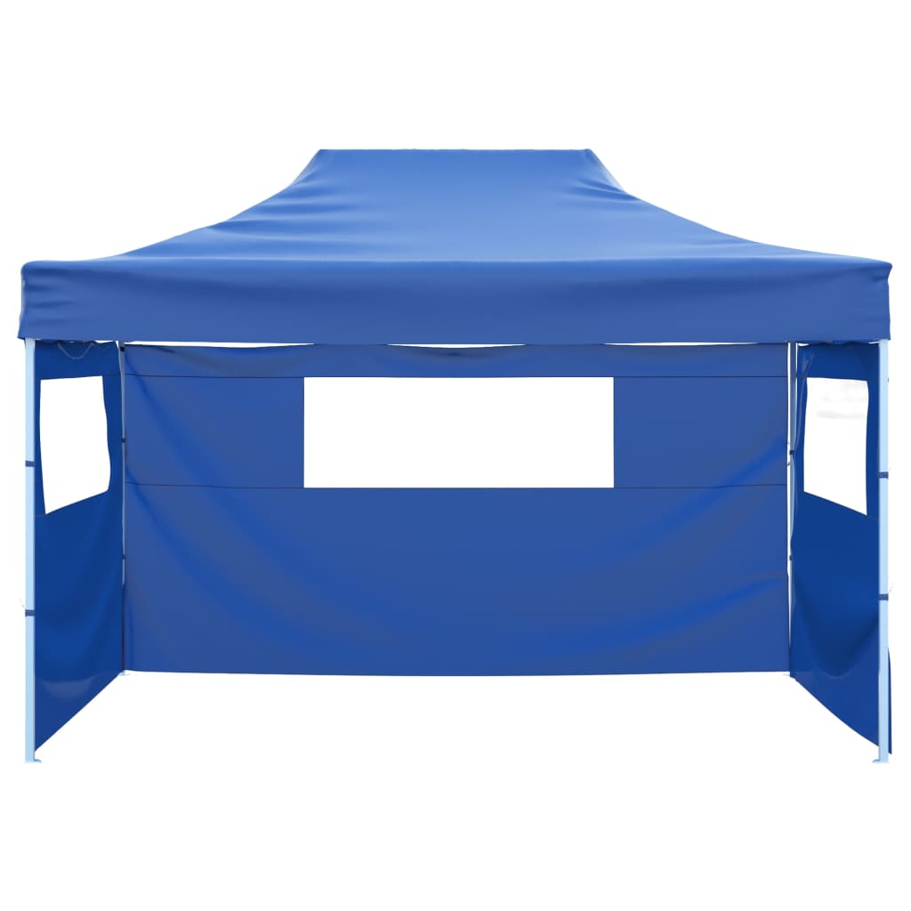 Gazebo Professionale Pieghevole con 3 Pareti 3x4m Acciaio Blu - homemem39