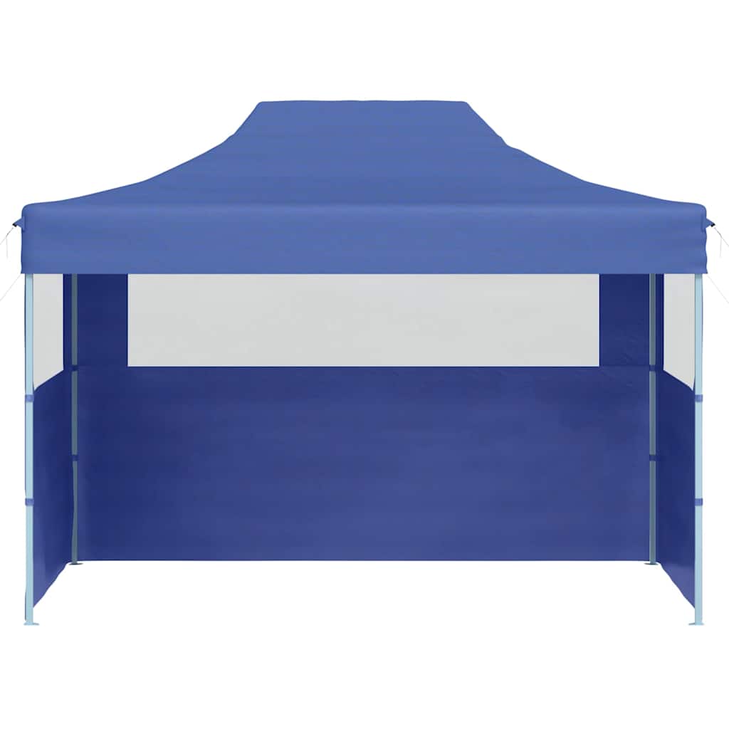 Gazebo Professionale Pieghevole con 3 Pareti 3x4m Acciaio Blu